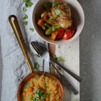 Asian Grilled Chicken with roast Vegies and Dhal