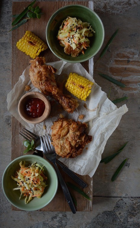 Fried Chicken with Asian Slaw