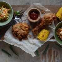 GFC with Asian Slaw and Grilled Corn